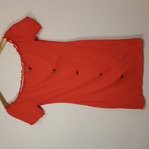NWOT Red soft tight button dress